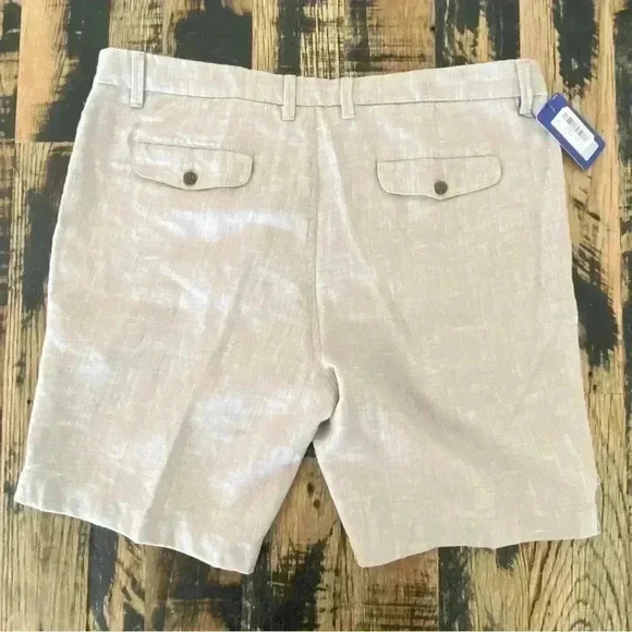 NEW CARIBBEAN Linen Blend Shorts Flax 42” X 9” - Picture 5 of 6